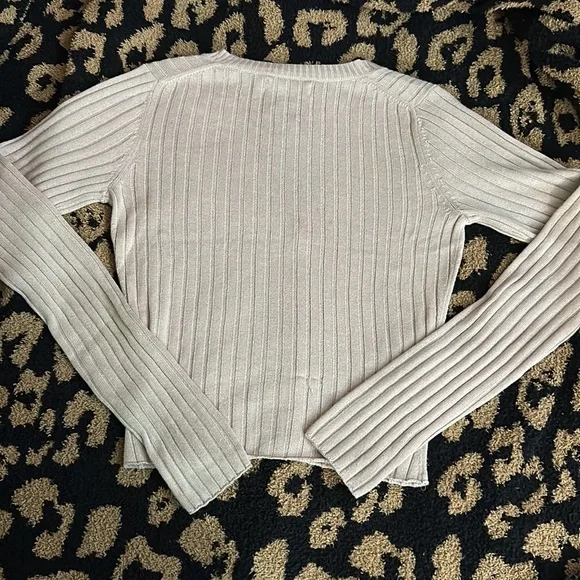 NWT Naadam Cashmere Latte Ribbed Cropped Cardigan Sz. S - Picture 10 of 10